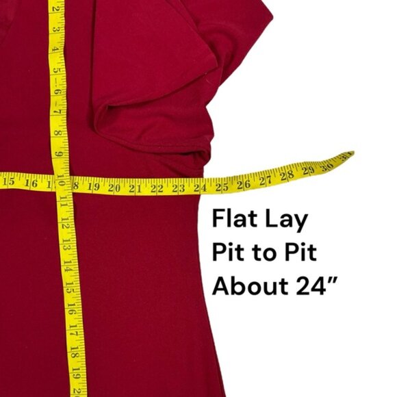 Chico's Sheath Shift Dress Bell Sleeve V Neck Dressy Red Plus 20/22 XXL - Picture 10 of 15